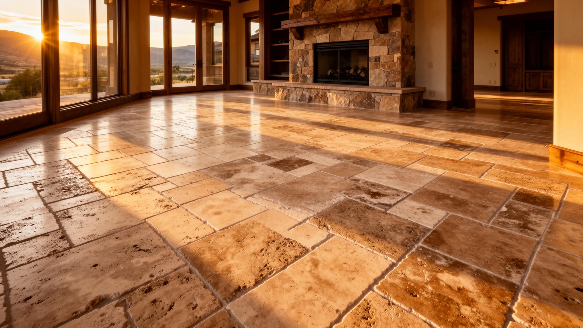 Cracked tile floor transformed into natural stone masterpiece — after